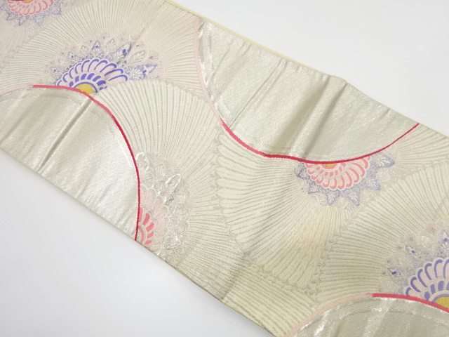 JAPANESE KIMONO / ANTIQUE FUKURO OBI / SILK / WOVEN ABSTRACT FLOWER